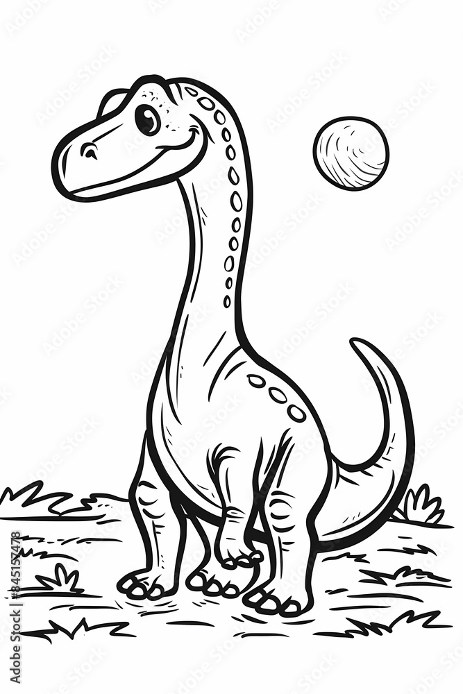Dinosaur coloring page, cartoon style, white background, generative ai, generative, ai Dinosaur coloring page, cartoon style, white background, generative ai, generative, ai