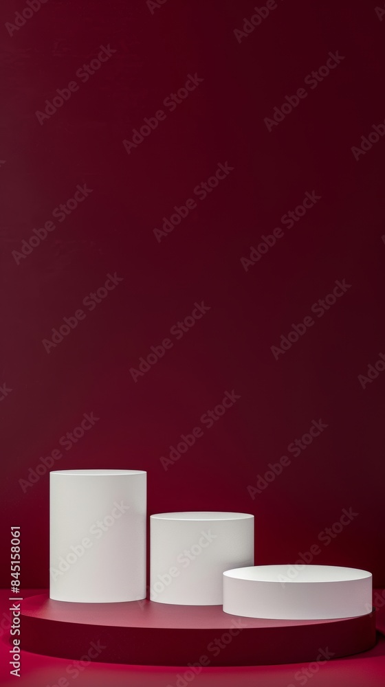 Obraz premium Platforms for Display with Maroon Background