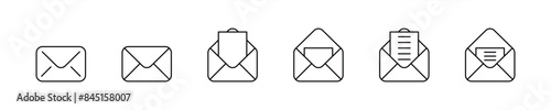 set of mail icon thin line style. envelope, message, email icon. vector illustration