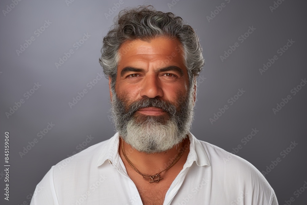 A man with a beard and a white shirt is smiling A man with a beard and a white shirt is smiling