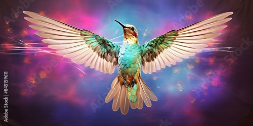 Vibrant watercolor hummingbird design tee celebrates the beauty of exotic birds. Concept Birds, Hummingbirds, Watercolor Design, Exotic Animals, T-shirt Design © Ян Заболотний