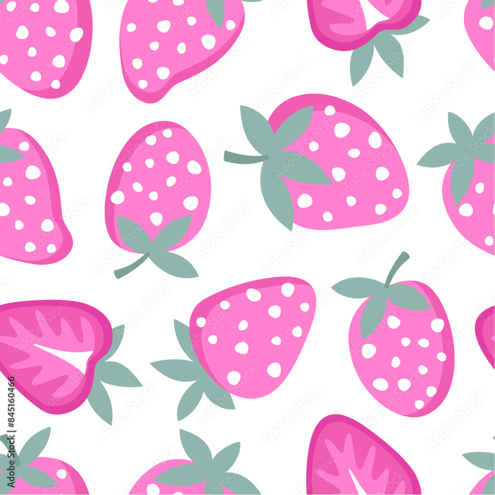 Seamless pattern with strawberries on a white background. Illustration for printing on postcards, clothing and wrapping paper. Seamless pattern with strawberries on a white background. Illustration for printing on postcards, clothing and wrapping paper.