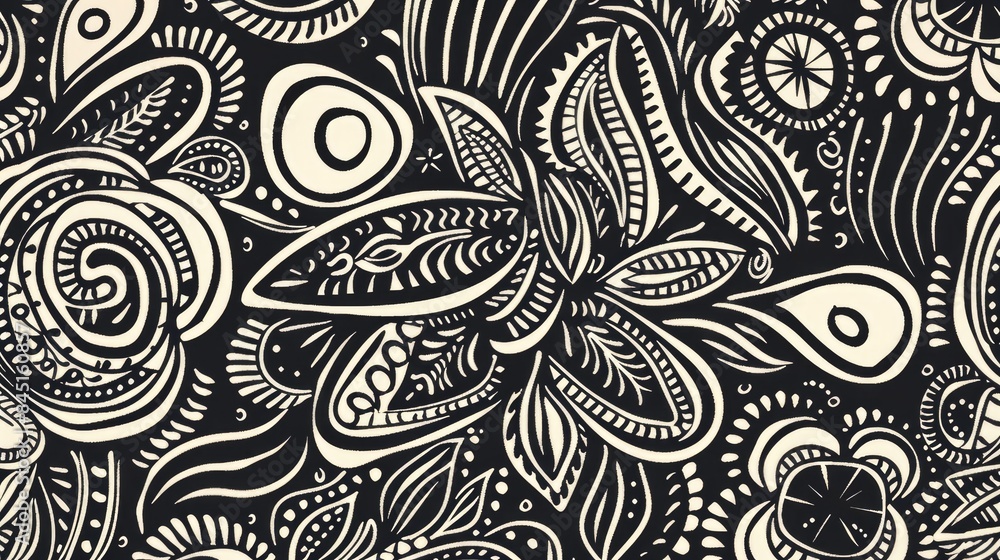Experience the tranquil and seamless patterns of Tracery in Mehndi designs featuring intricate ethnic monochrome doodles that create a soothing curved black and white backdrop Experience the tranquil and seamless patterns of Tracery in Mehndi designs featuring intricate ethnic monochrome doodles that create a soothing curved black and white backdrop