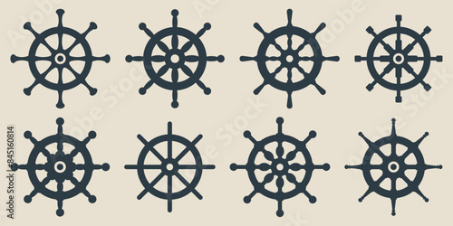 ship steering silhouette vector. symbol, sign, icon