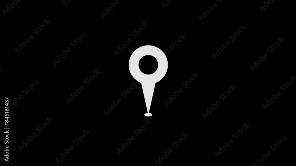 Map pin wave signal animation white color on black background Map pin wave signal animation white color on black background
