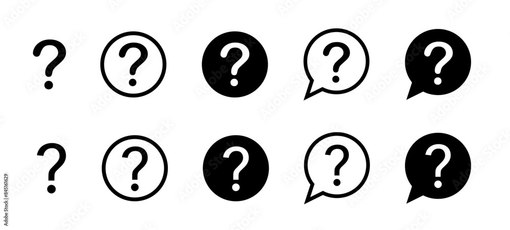 Question marks Icon. Bubble question icon. Question mark symbol on isolated white background. Set related to question marks. Question marks Icon. Bubble question icon. Question mark symbol on isolated white background. Set related to question marks.