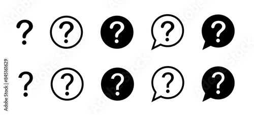 Question marks Icon. Bubble question icon. Question mark symbol on isolated white background. Set related to question marks. photo