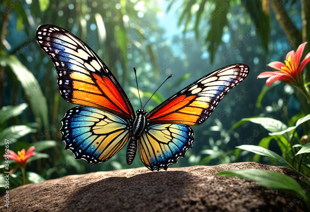 Naklejka premium Fantasy tropical butterfly