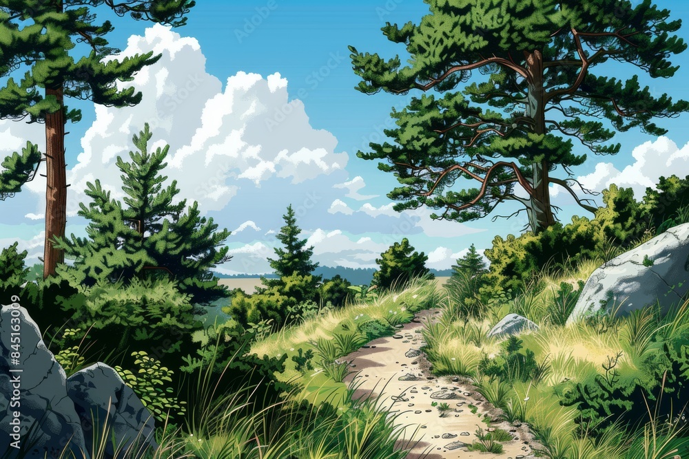 Obraz premium A serene and idyllic forest and open space