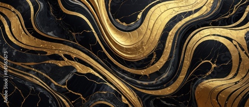 Panel kuchenny z motywem A black and gold marble texture background with swirling patterns