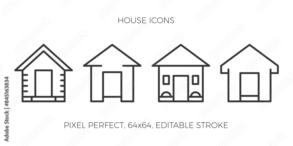Four minimal house line icons, pixel perfect, vector eps10 illustration Four minimal house line icons, pixel perfect, vector eps10 illustration