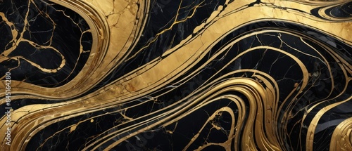 Panel kuchenny z motywem A black and gold marble texture background with swirling patterns
