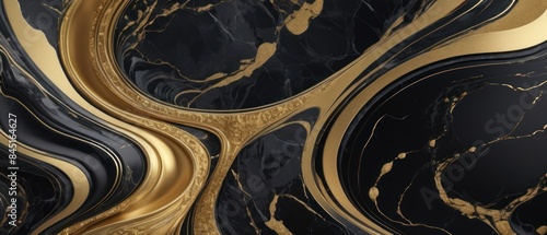 Panel kuchenny z motywem A black and gold marble texture background with swirling patterns