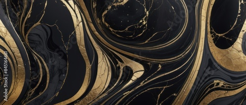 Panel kuchenny z motywem A black and gold marble texture background with swirling patterns