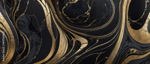 Panel kuchenny z motywem A black and gold marble texture background with swirling patterns