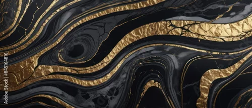Panel kuchenny z motywem A black and gold marble texture background with swirling patterns