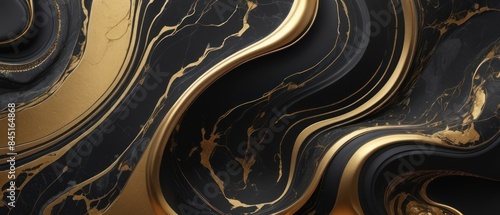 Panel kuchenny z motywem A black and gold marble texture background with swirling patterns