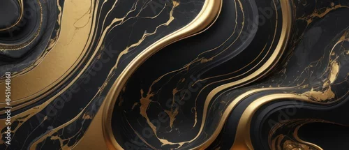 Panel kuchenny z motywem A black and gold marble texture background with swirling patterns