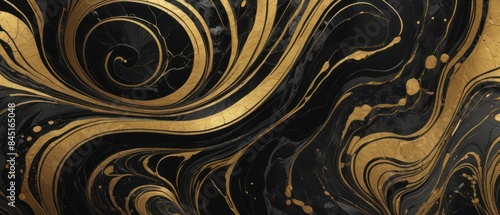 Panel kuchenny z motywem A black and gold marble texture background with swirling patterns