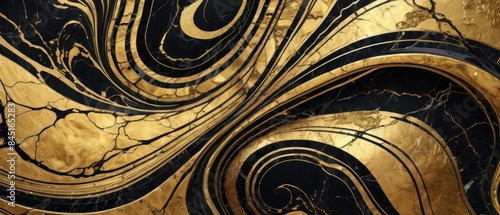 Panel kuchenny z motywem A black and gold marble texture background with swirling patterns