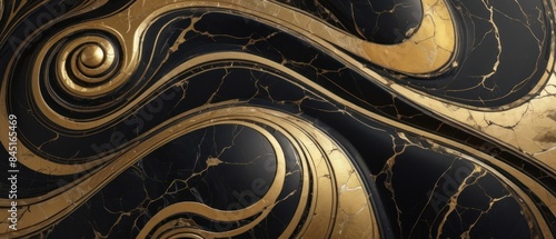 Panel kuchenny z motywem A black and gold marble texture background with swirling patterns