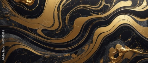 Panel kuchenny z motywem A black and gold marble texture background with swirling patterns