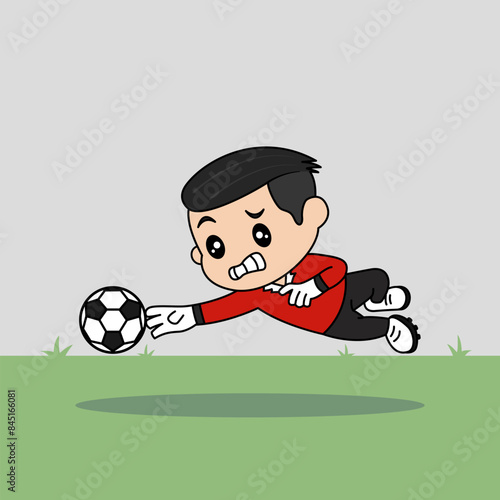 Vector Design of Children Wearing Goalkeeper Jersey. Children Play Football.