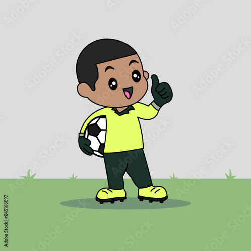 Vector Design of Children Wearing Goalkeeper Jersey. Children Play Football.