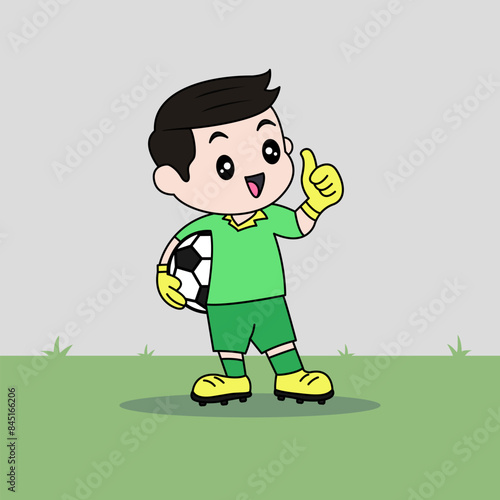 Vector Design of Children Wearing Goalkeeper Jersey. Children Play Football.