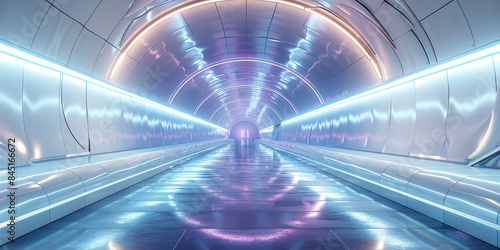 Fototapeta Naklejka Na Ścianę i Meble -  Tunnel, Subway, Illustration, media art. Generative AI.