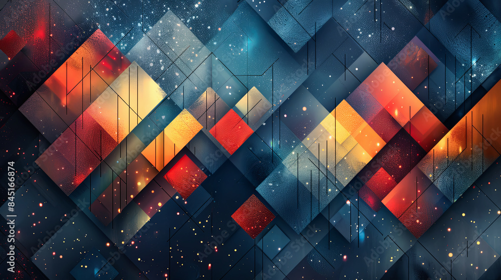 Abstract Geometric Pattern With Red Blue Yellow And Orange Rhombus ...
