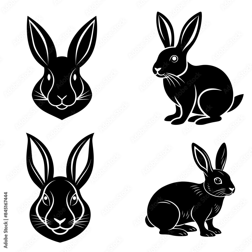 Fototapeta premium A silhouette rabbit illustration on white background 1