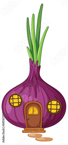A charming house shaped like a purple onion