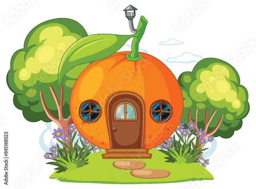 A charming house shaped like an orange