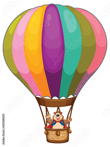 Bear enjoying a vibrant hot air balloon ride