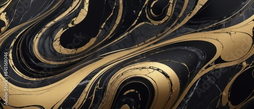 Panel kuchenny z motywem A black and gold marble texture background with swirling patterns