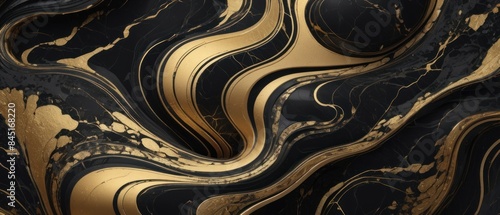 Panel kuchenny z motywem A black and gold marble texture background with swirling patterns