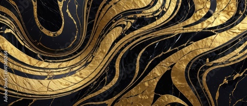 Panel kuchenny z motywem A black and gold marble texture background with swirling patterns