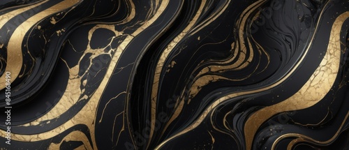 Panel kuchenny z motywem A black and gold marble texture background with swirling patterns