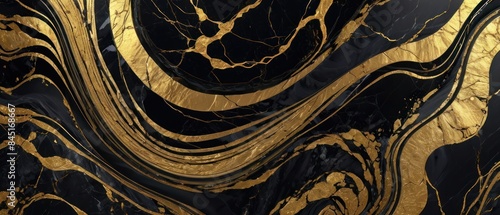 Panel kuchenny z motywem A black and gold marble texture background with swirling patterns