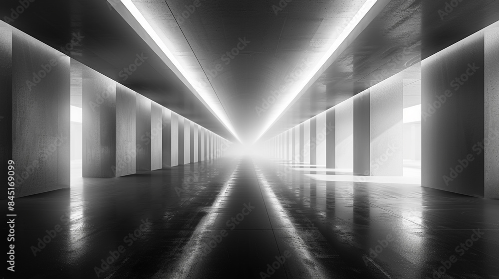 Futuristic Minimalist Architecture: Infinite Hallway with Modern Lighting - Ideal for Design Prints, Posters, Digital Art Futuristic Minimalist Architecture: Infinite Hallway with Modern Lighting - Ideal for Design Prints, Posters, Digital Art