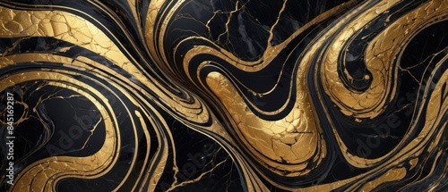 Panel kuchenny z motywem A black and gold marble texture background with swirling patterns