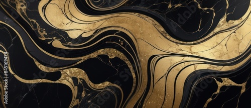 Panel kuchenny z motywem A black and gold marble texture background with swirling patterns