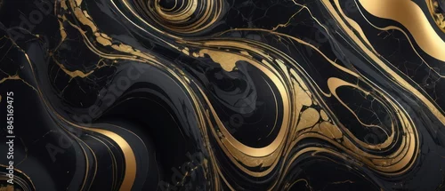 Panel kuchenny z motywem A black and gold marble texture background with swirling patterns