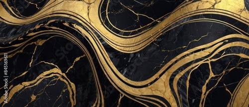 Panel kuchenny z motywem A black and gold marble texture background with swirling patterns