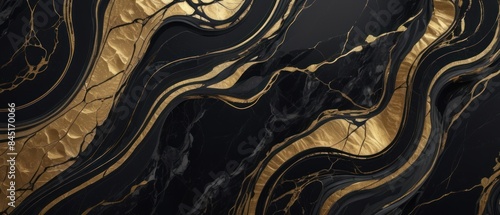 Panel kuchenny z motywem A black and gold marble texture background with swirling patterns