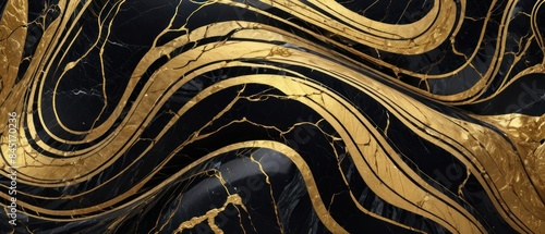 Panel kuchenny z motywem A black and gold marble texture background with swirling patterns
