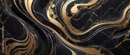 Panel kuchenny z motywem A black and gold marble texture background with swirling patterns