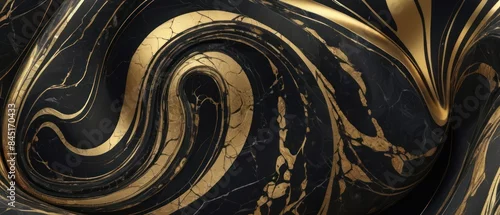 Panel kuchenny z motywem A black and gold marble texture background with swirling patterns