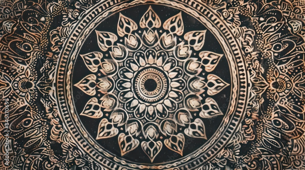 Illustrate the elegance of traditional craftsmanship with a striking stock photo featuring a meticulously hand-drawn mandala circular floral pattern. Illustrate the elegance of traditional craftsmanship with a striking stock photo featuring a meticulously hand-drawn mandala circular floral pattern.